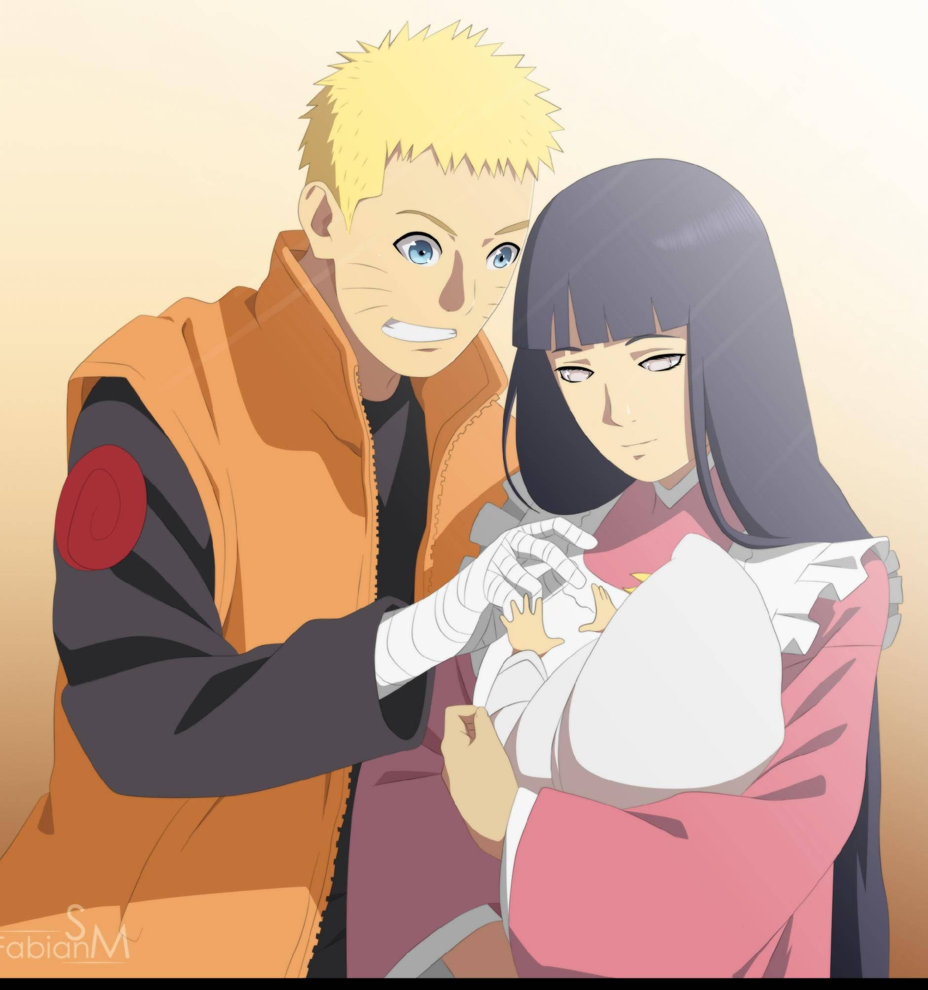 Naruto og Hinata med baby Wallpapers