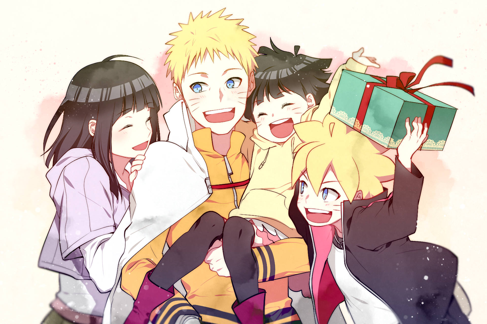 Naruto og Hinatas glade familie Wallpapers