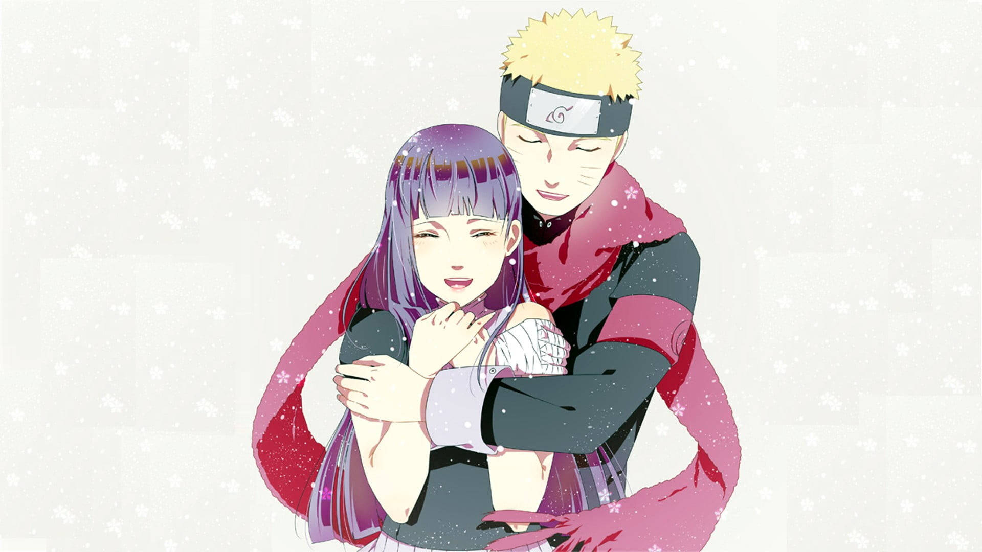 Naruto og Hinata med rødt tørklæde Wallpapers