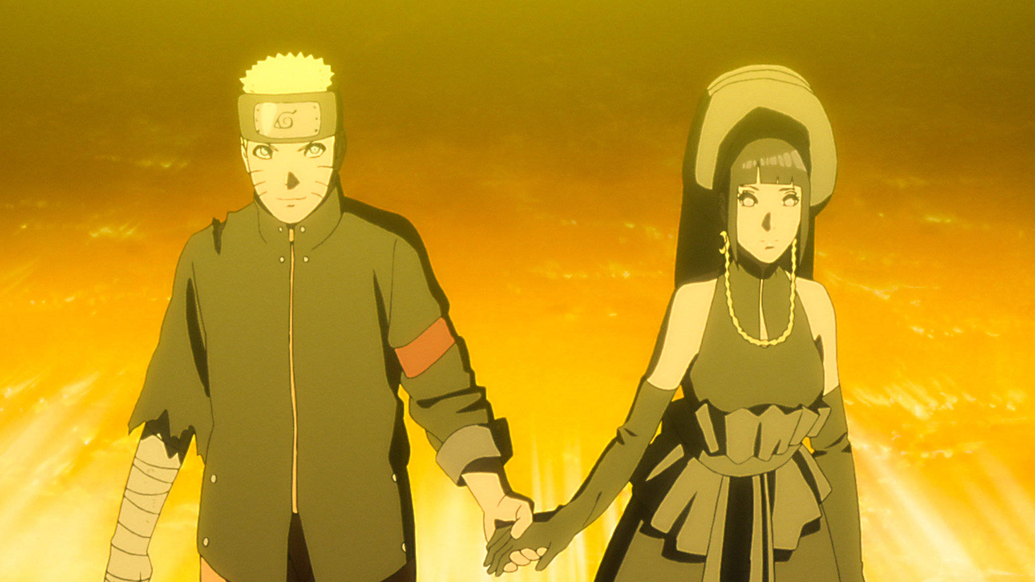 Naruto og Hinata holder hinanden i hånden Wallpapers