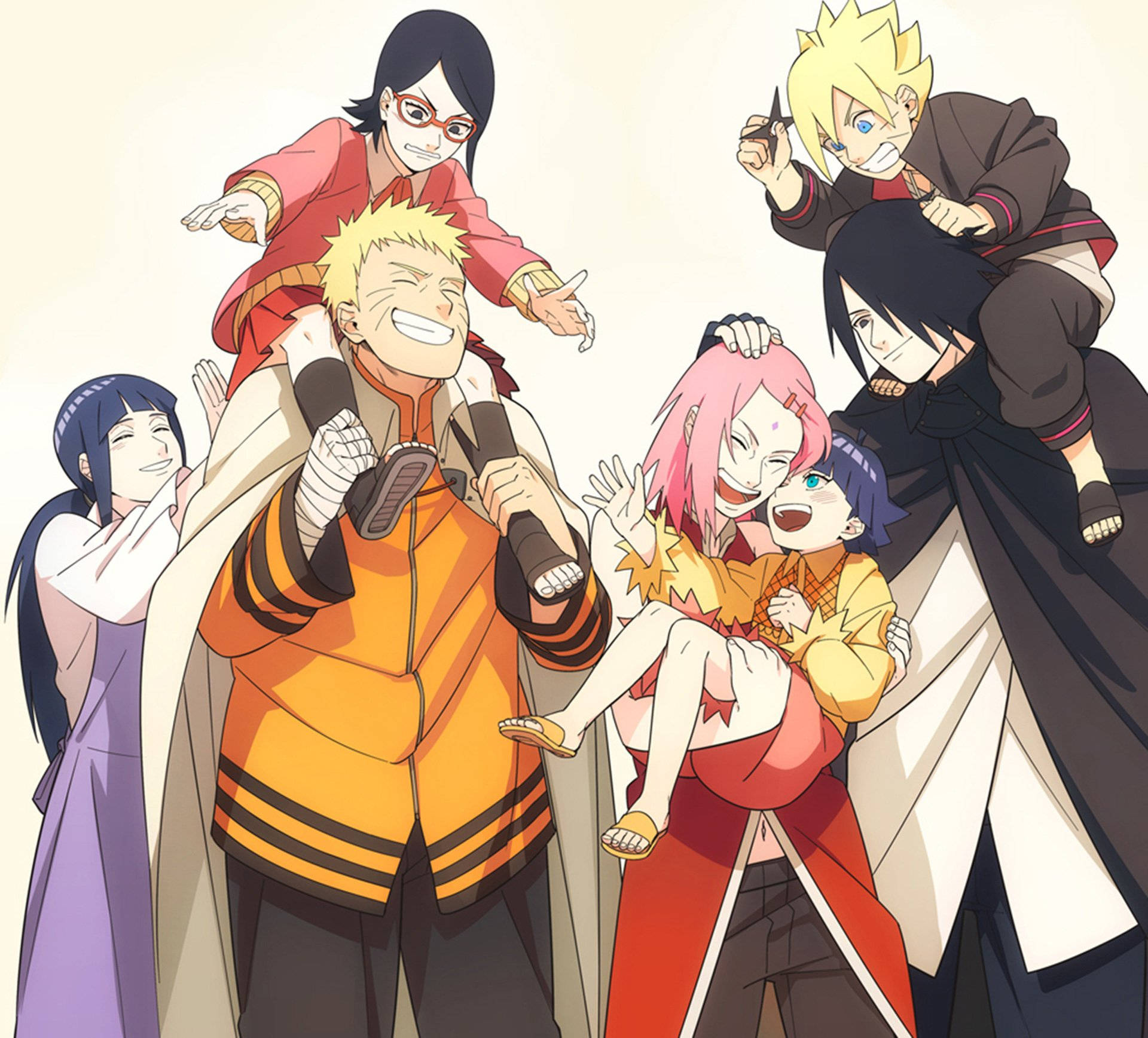 Naruto og Hinata med Sakura og Sasuke Wallpapers