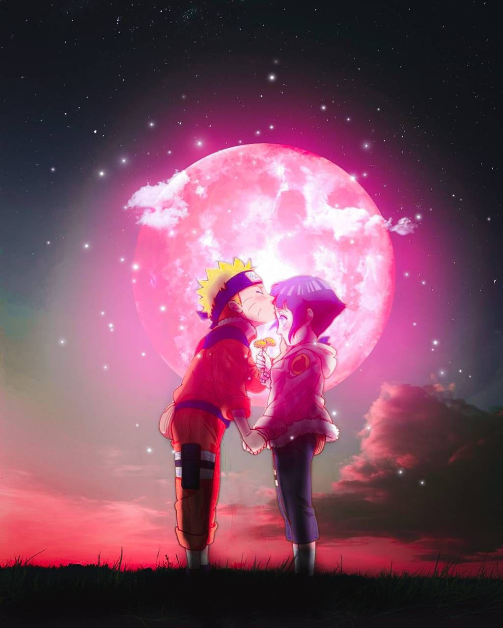 Naruto og Hinata lyserød måne Wallpapers