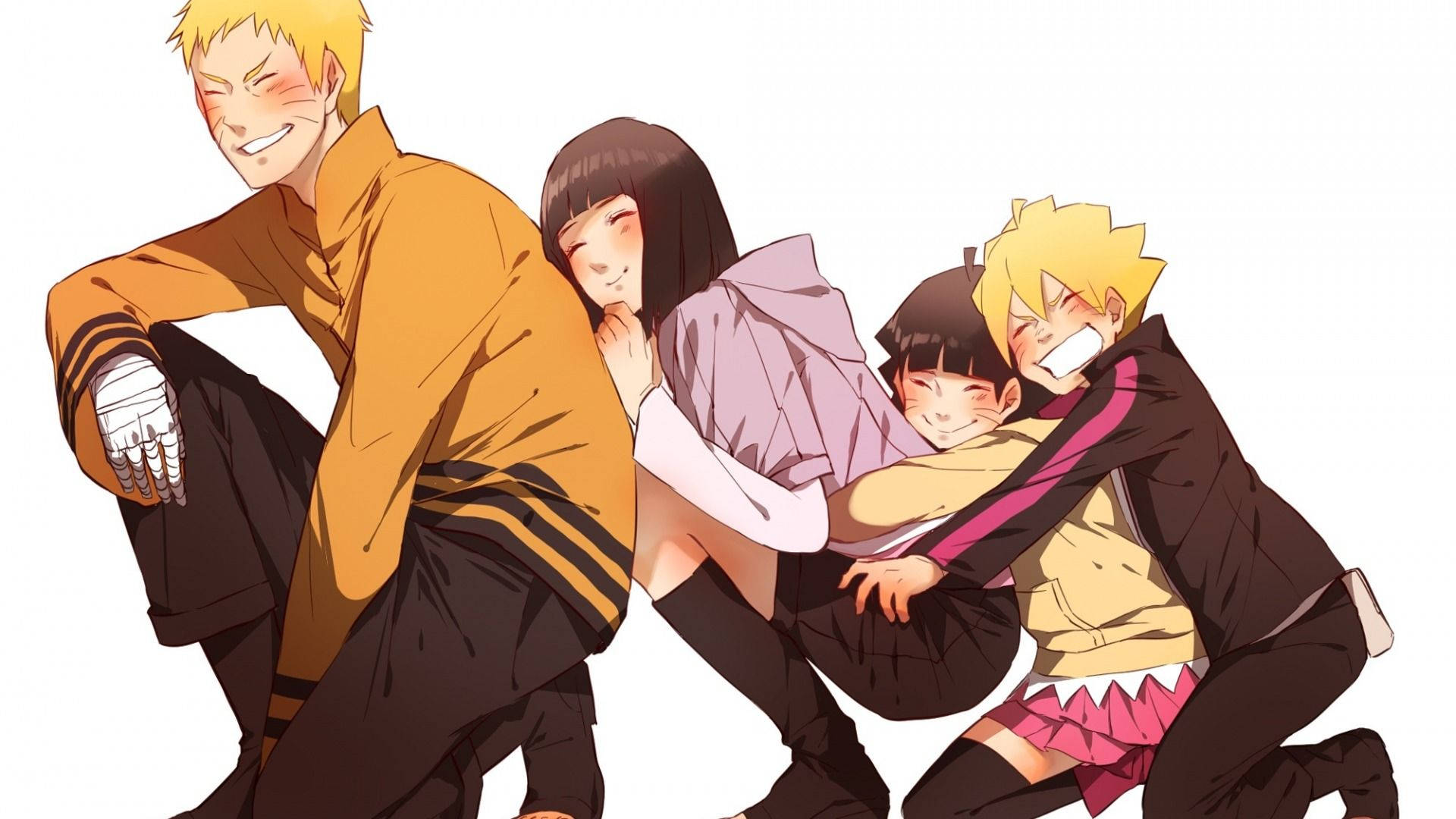Naruto og Hinata med børn Wallpapers