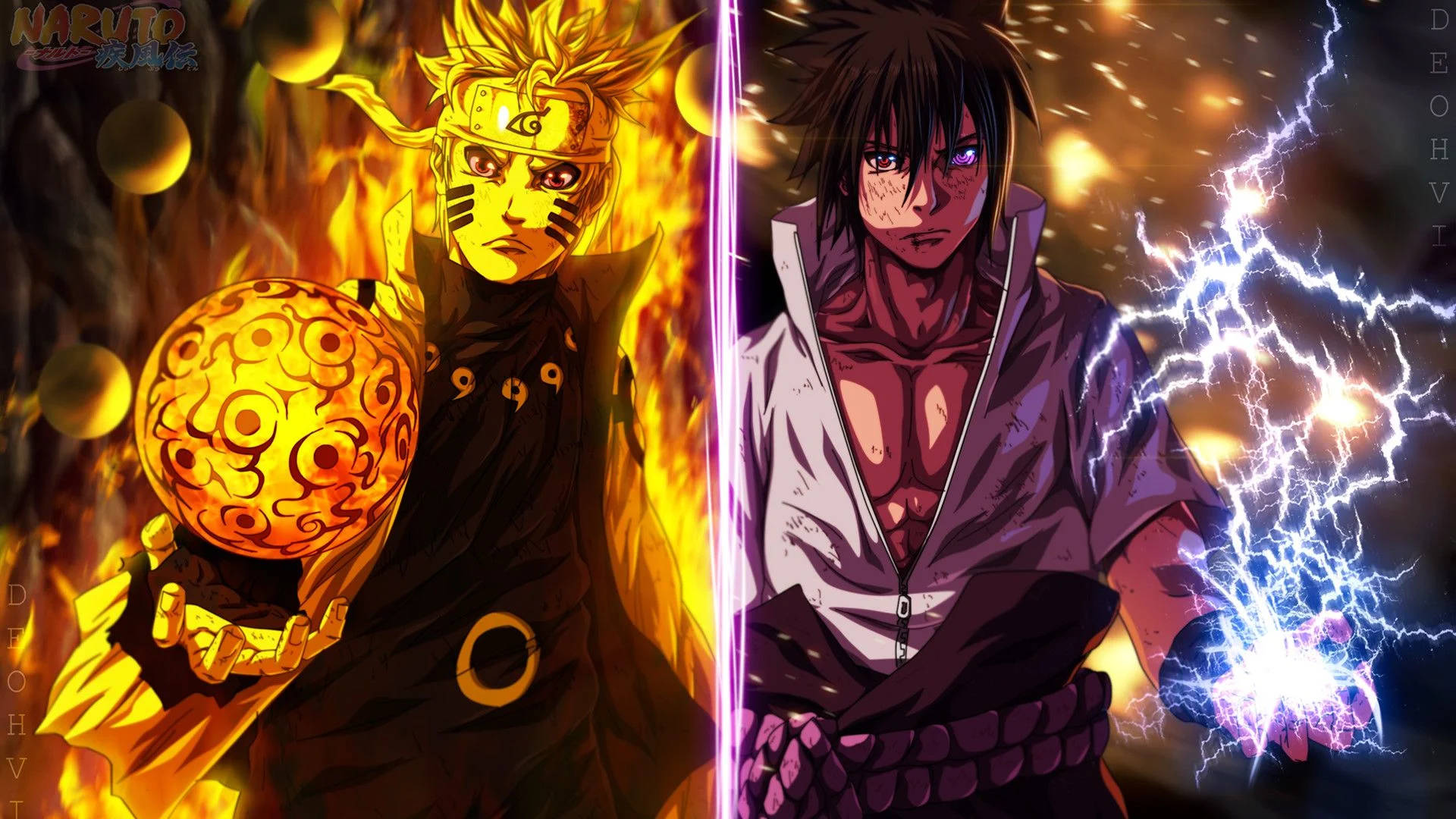 Naruto og Sasuke Ninjutsu Wallpapers