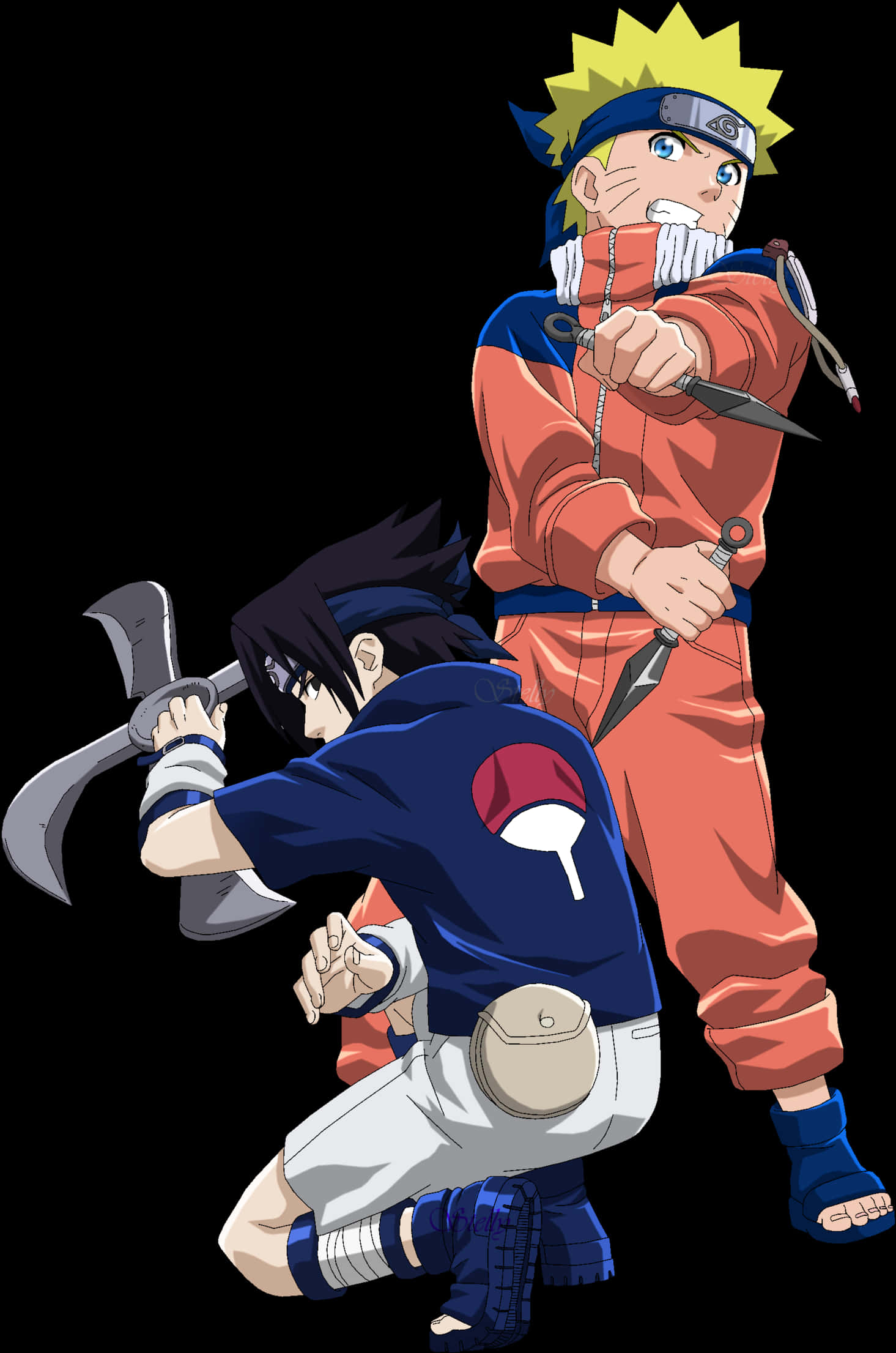 Naruto og Sasuke klar til kamp Wallpapers