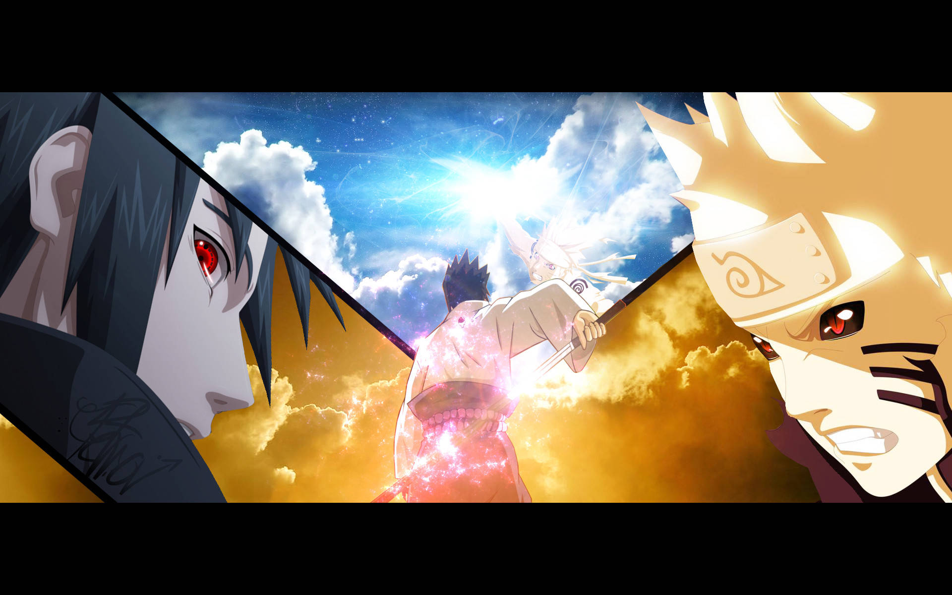 Naruto og Sasuke med skyer Wallpapers