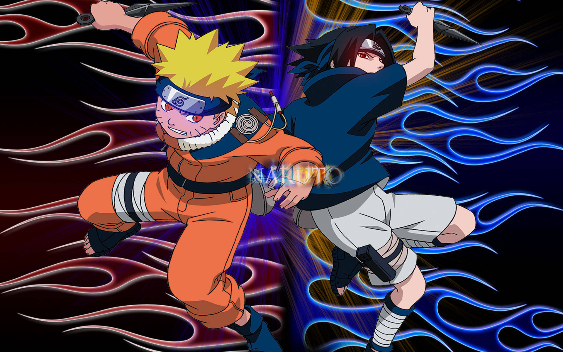 Naruto og Sasuke som børn - Plakat Wallpapers