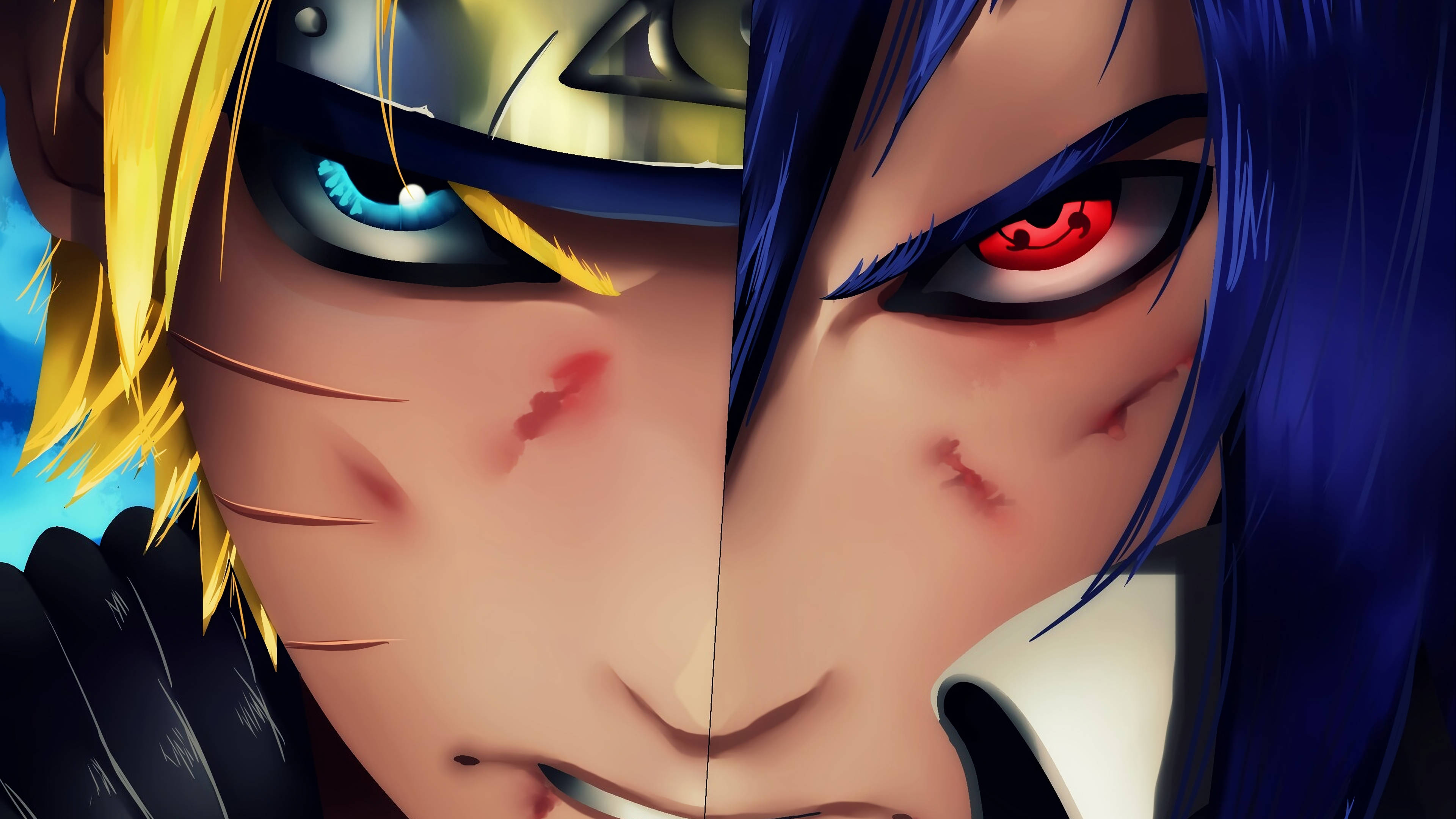 Naruto og Sasuke tæt på Wallpapers