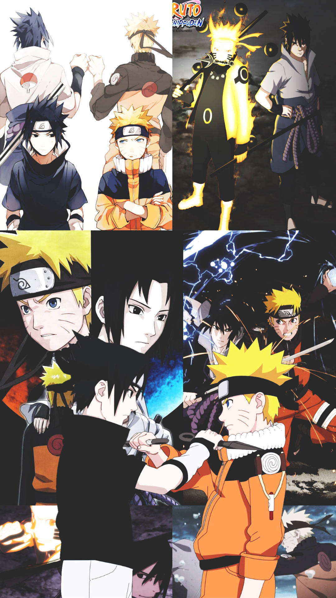 Naruto og Sasuke venskab gennem årene Wallpapers