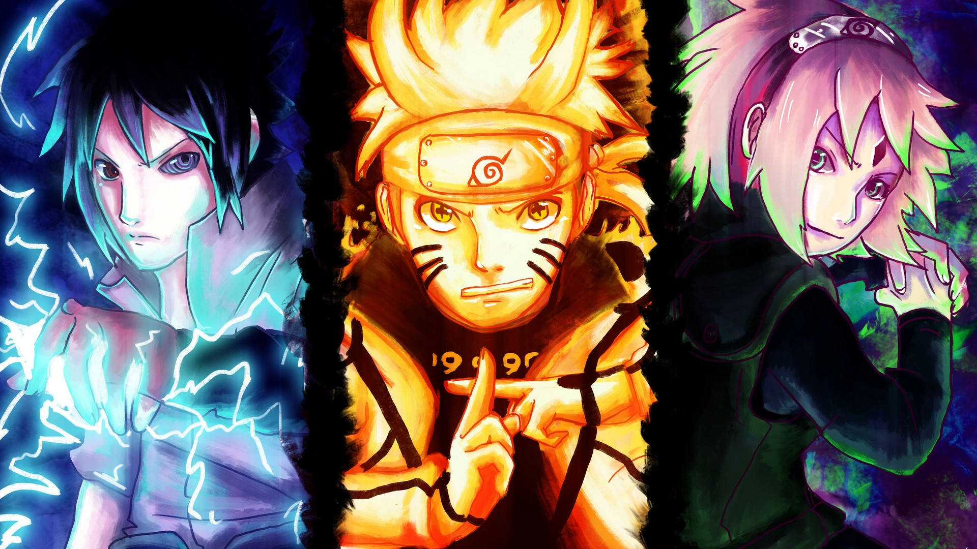 Naruto, Sasuke og Sakura Plakat Wallpapers