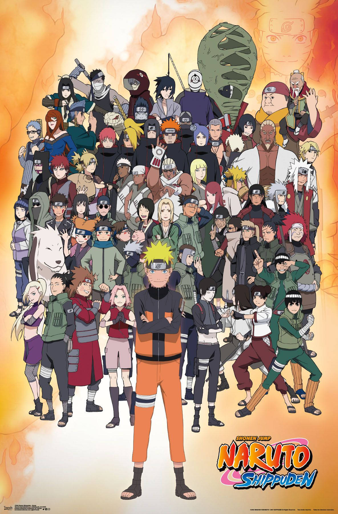 Naruto Shippuden Alle Karakterer Ildrød Plakat Wallpapers