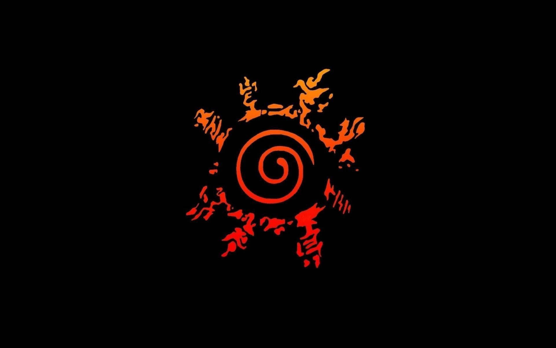 Naruto-symbol med japanske ord Wallpapers