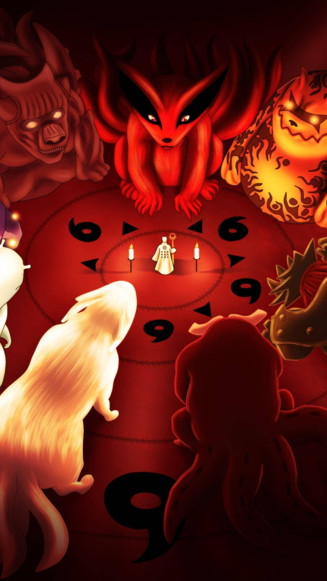 Naruto-telefon med chibi-udgaver af haleløverne Wallpapers