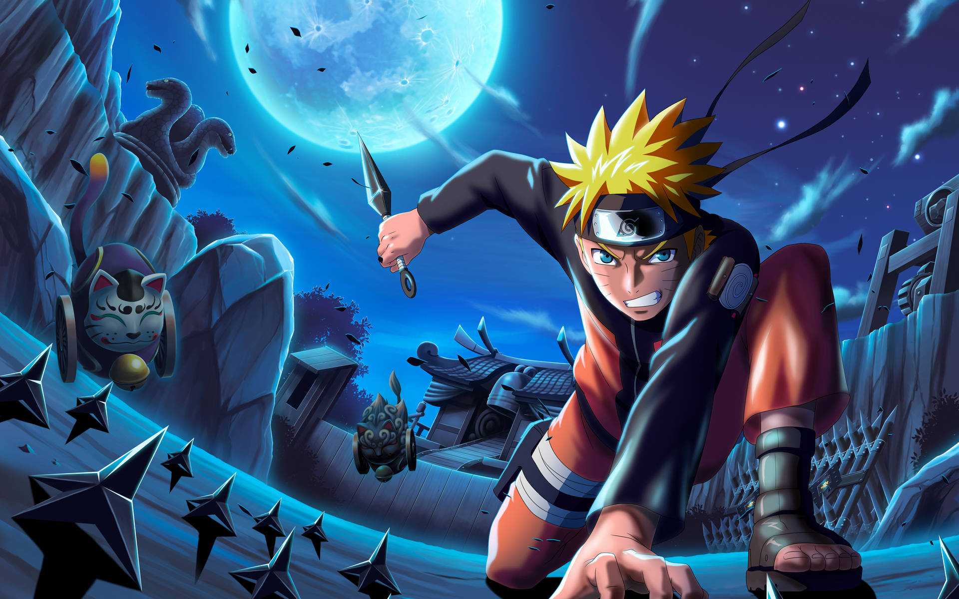 Naruto Uzumaki under Konoha-månen Wallpapers