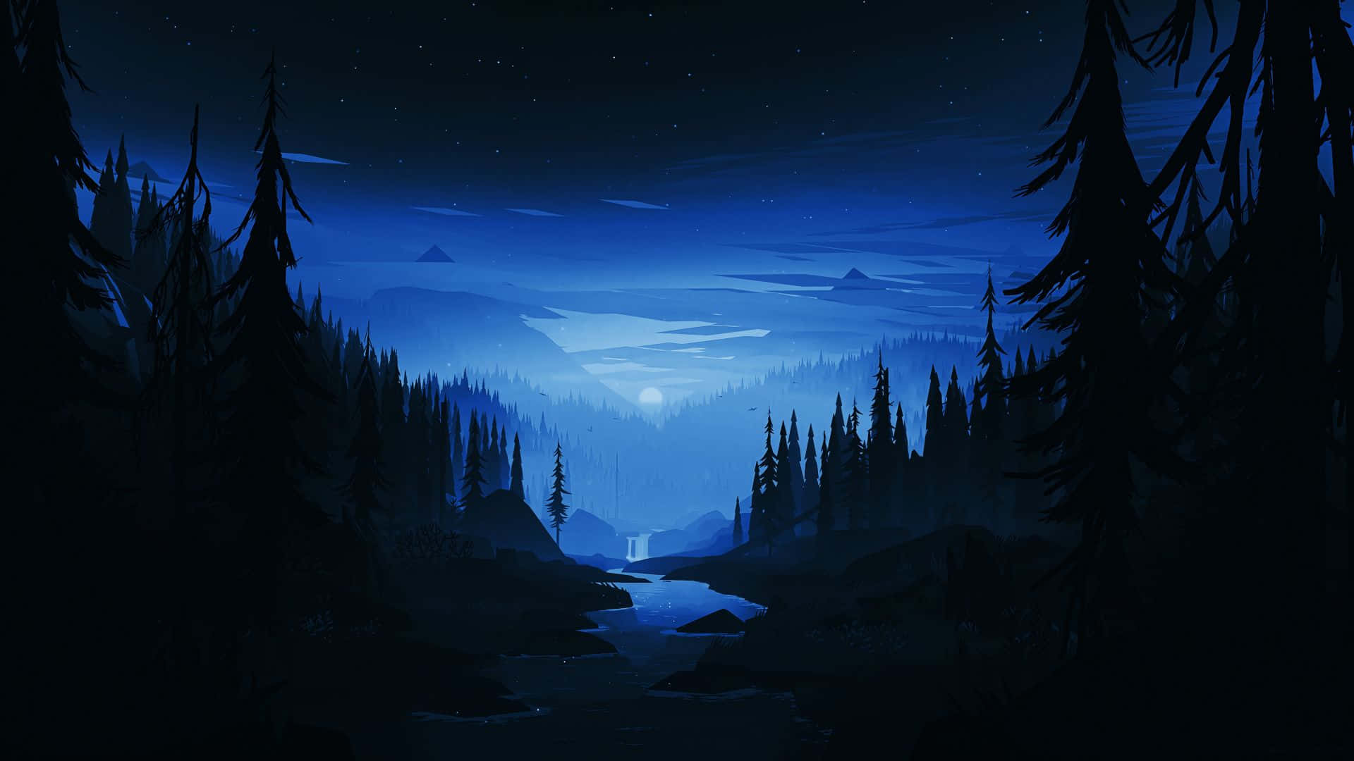 Nathehimlen blandt træerne Wallpapers
