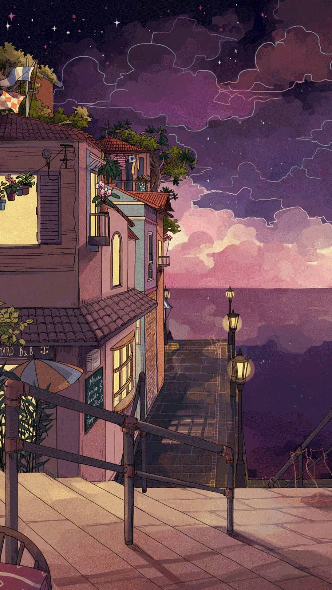 Natlig æstetisk anime-scene Wallpapers