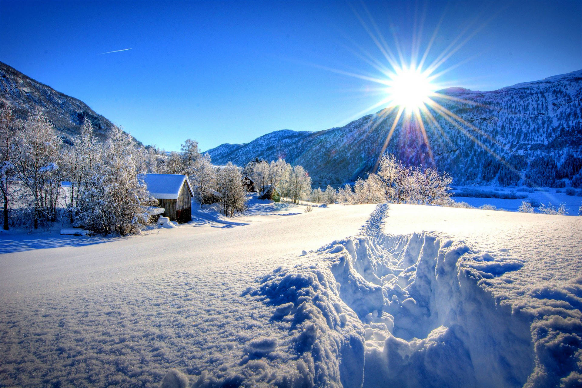 Natur vinterbjerg tapet — Natur Wallpapers