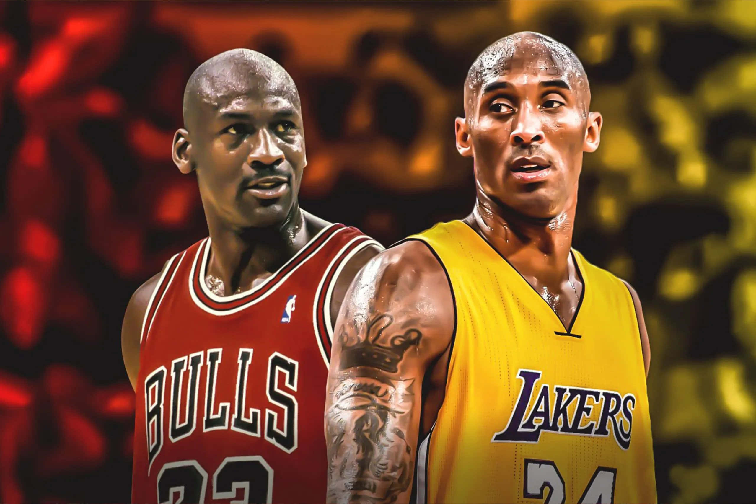 NBA Superstjernerne Kobe Bryant og Michael Jordan Digital Illustration Wallpapers