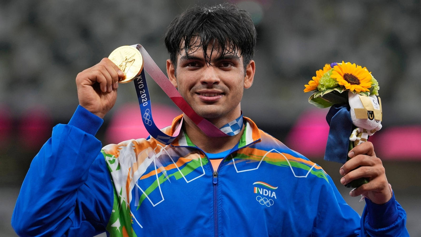 Neeraj Chopra med en medalje Wallpapers