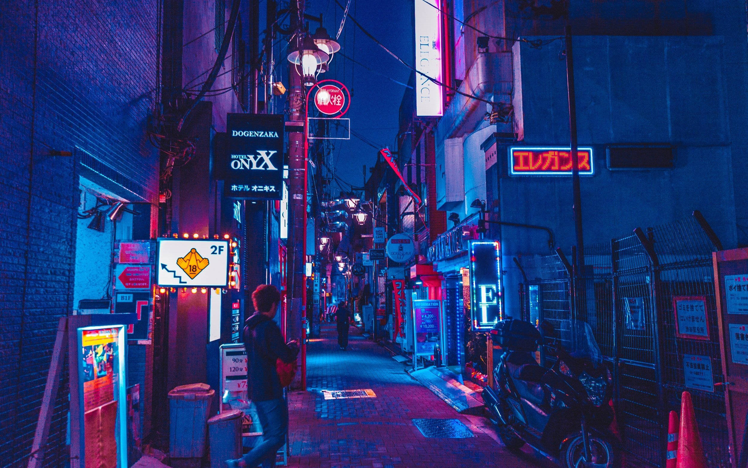 Neon Anime Gyde i Byen Om Natten Wallpapers