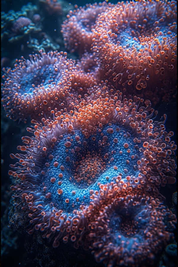 Neon Coral Polyps Close-Up – 8K Makro Underwater Wallpapers