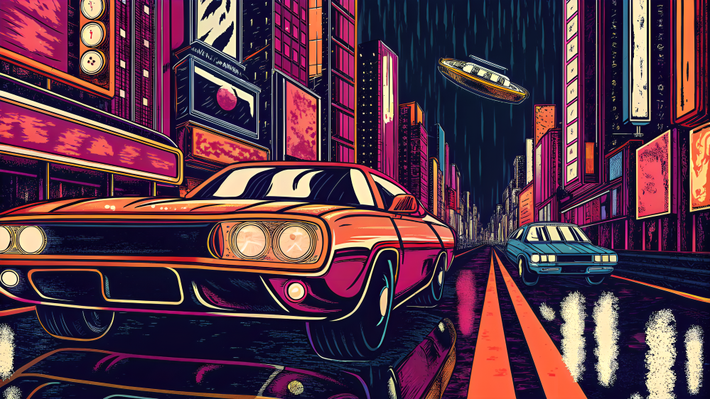 Neon Drift: Midnatsbillede Wallpapers