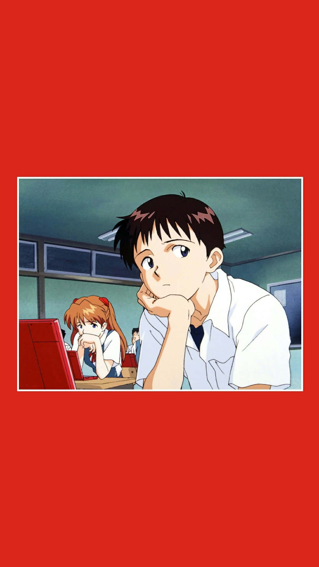 Neon Genesis Rød Animeæstetik Wallpapers