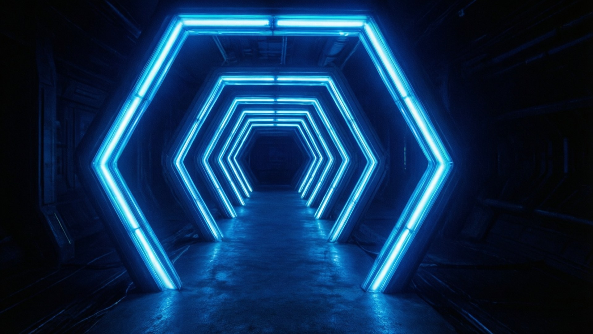 Neon Hexagon Tunnel Wallpapers