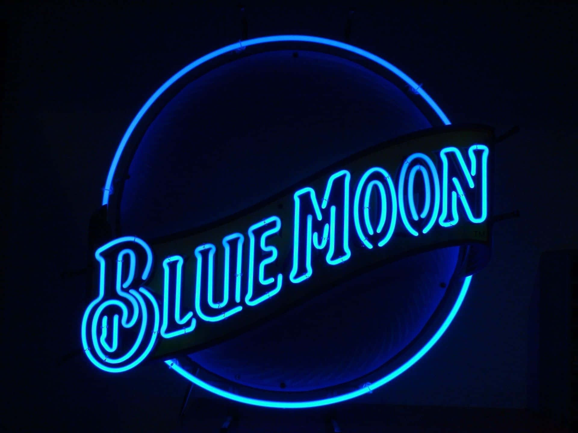 Neon LED skilt med blå måne Wallpapers