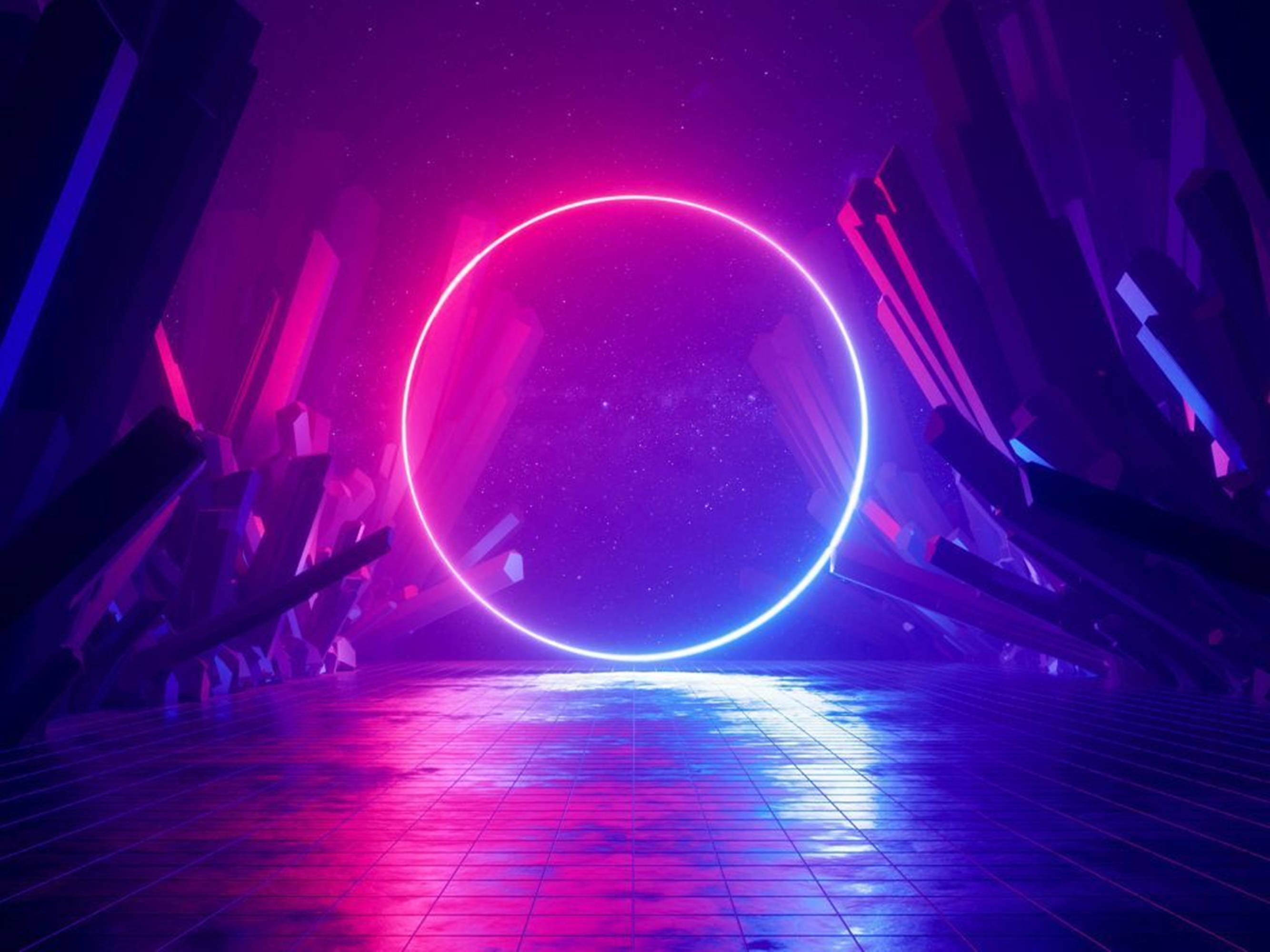 Neon Lilla 4K Cirkel Wallpapers