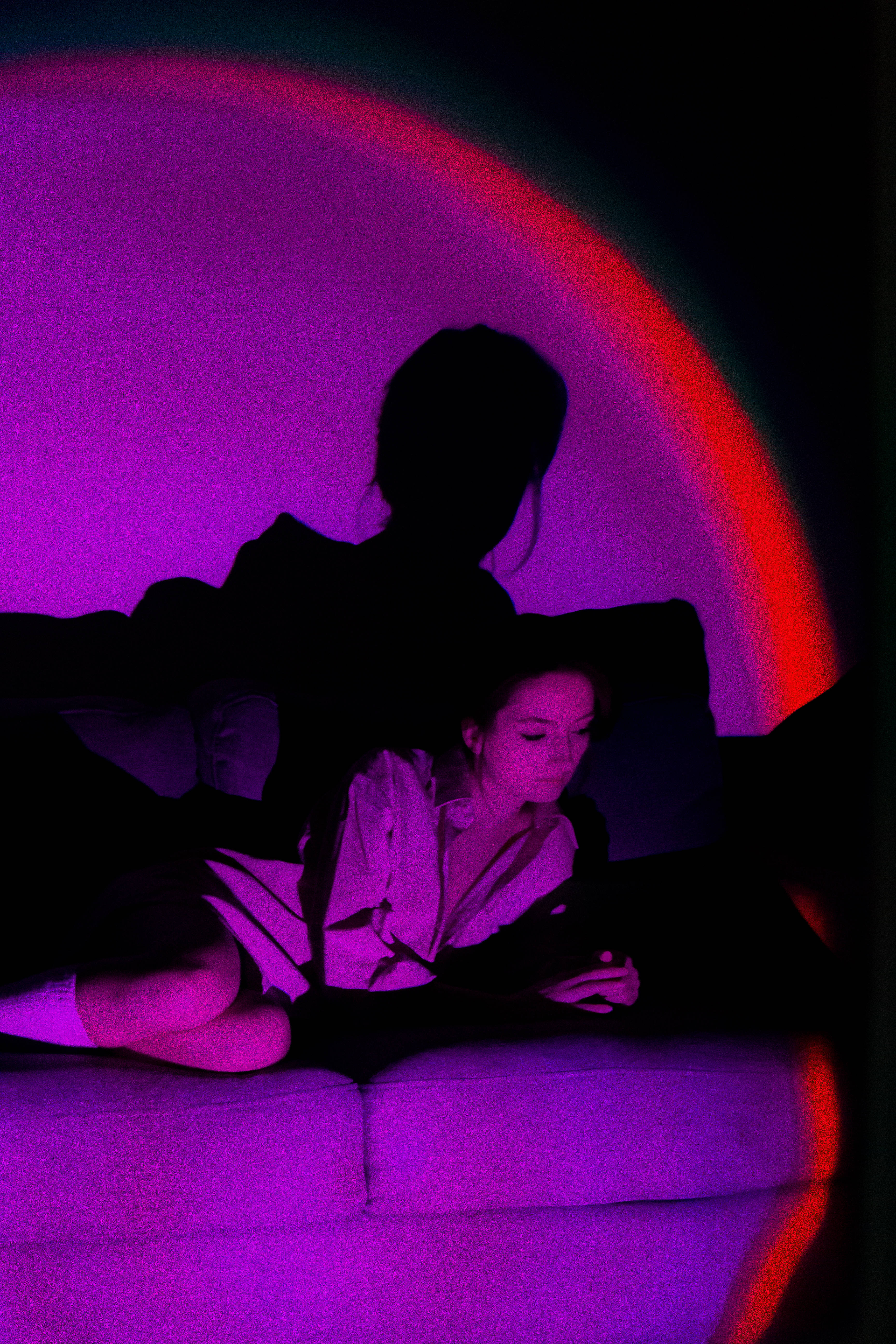 Neon lilla æstetisk solnedgangslampe Wallpapers