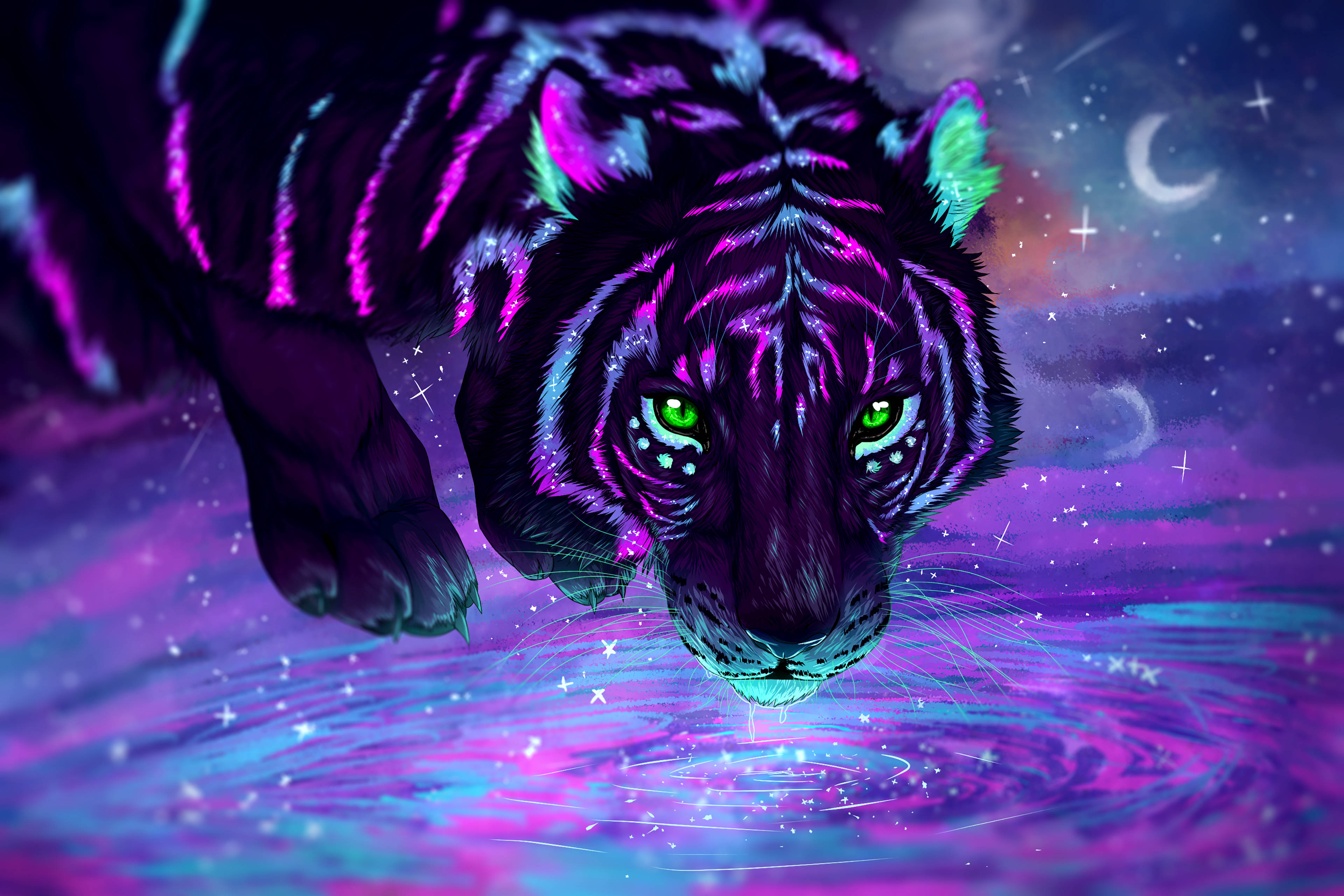 Neon lilla æstetisk tiger Wallpapers