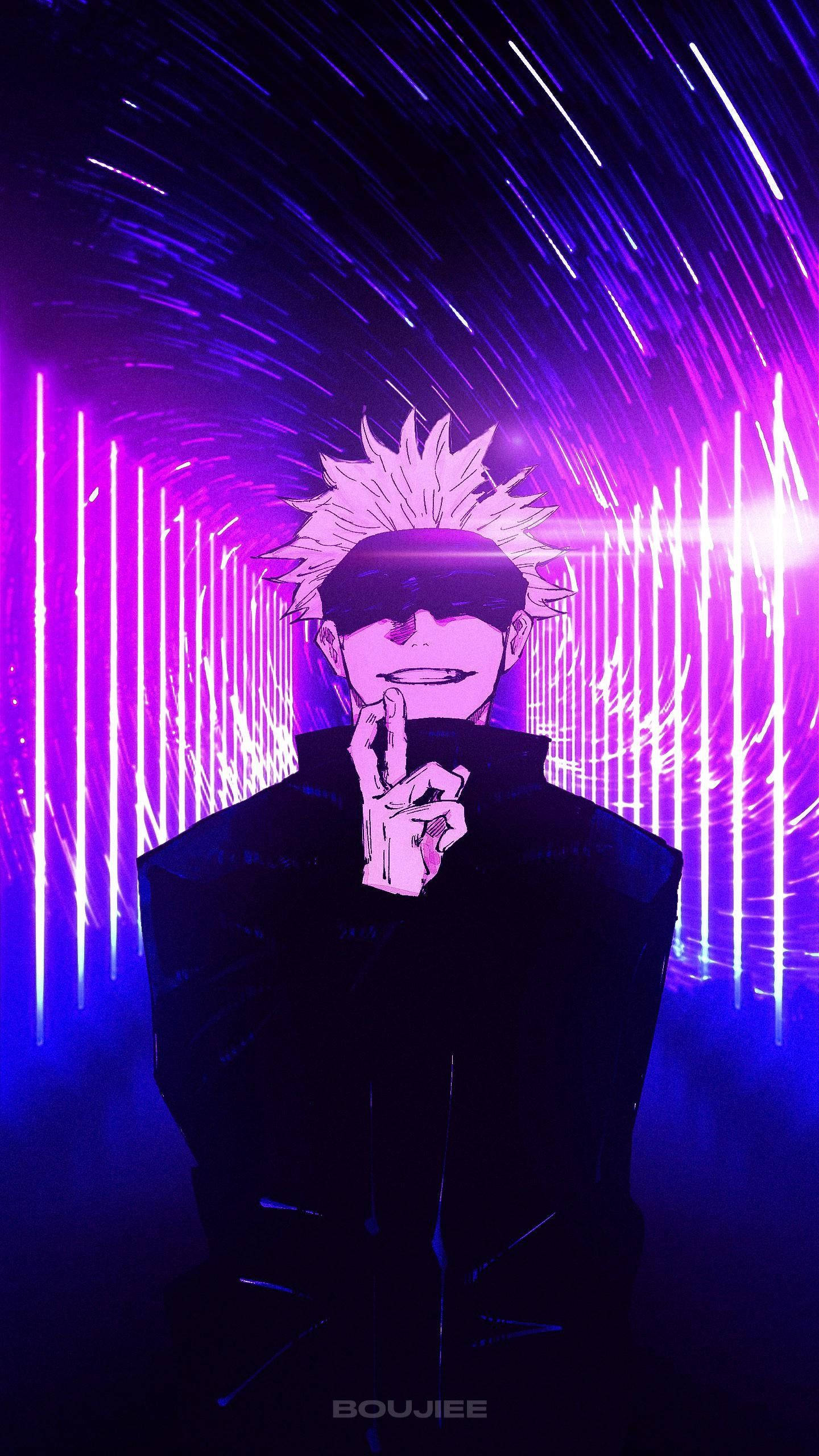 Neon lilla Satoru Gojo Jujutsu Kaisen telefon Wallpapers