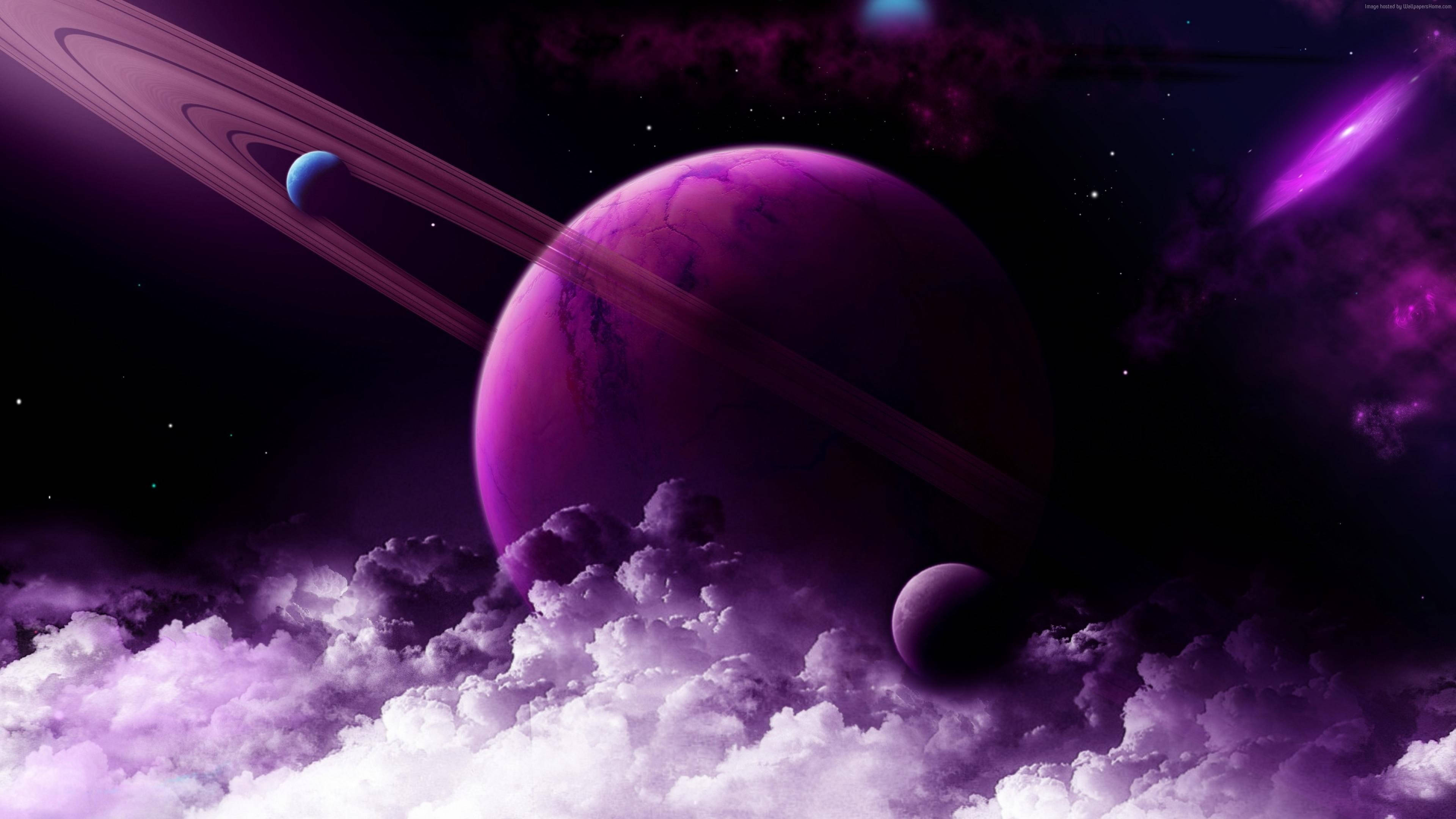Neon Lilla Saturn 4K Wallpapers