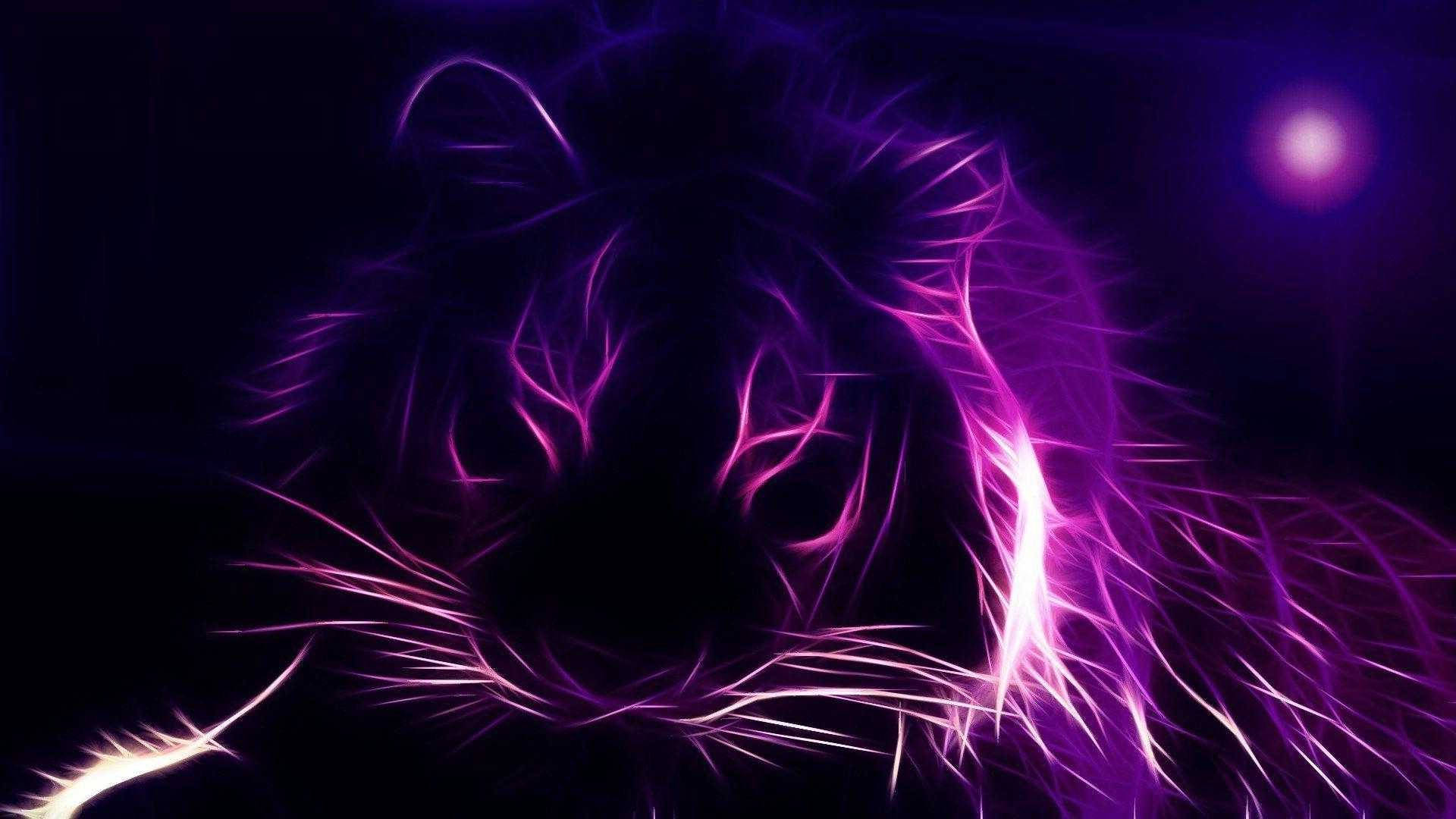 Neon Lilla Æstetisk Tigersilhuet Wallpapers