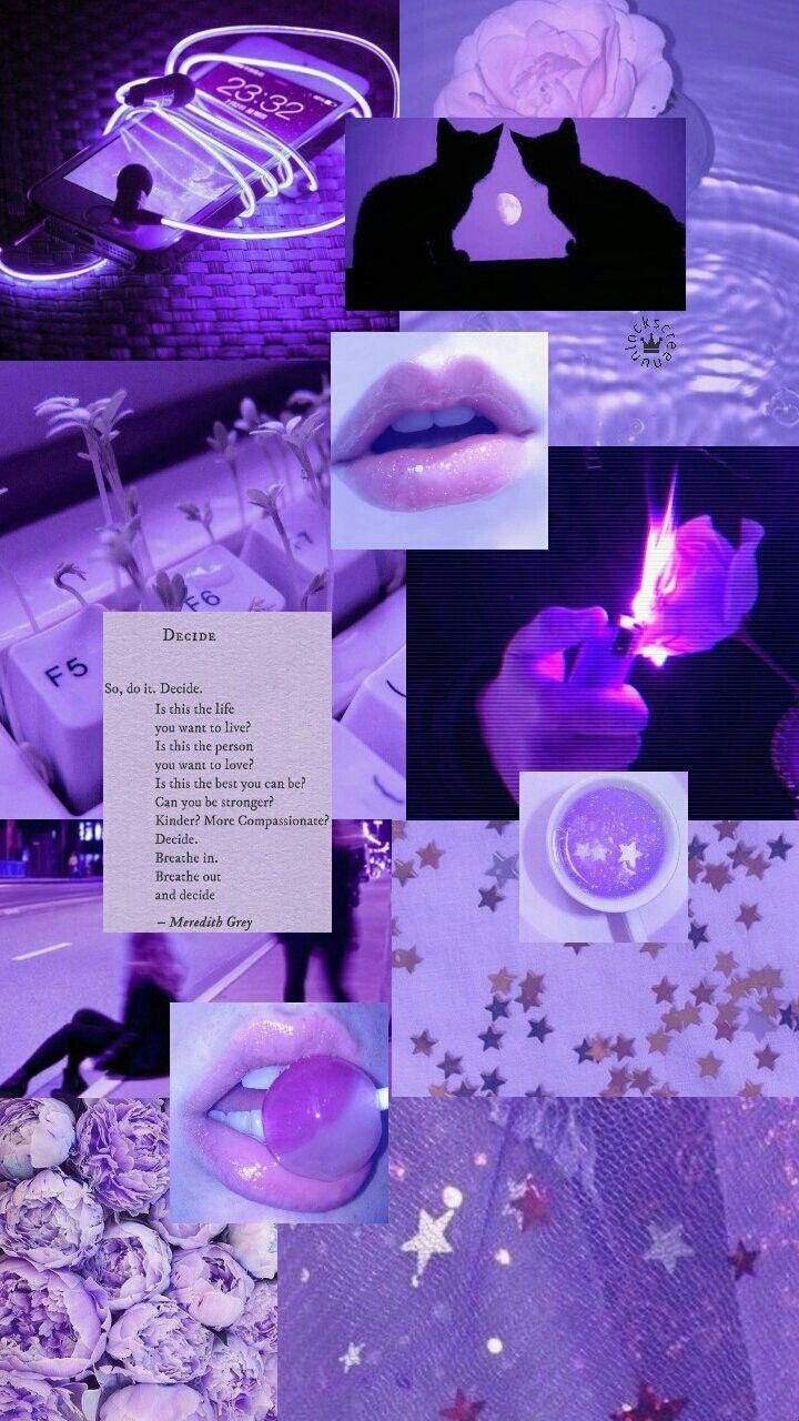 Neon og pastel lilla Tumblr collage Wallpapers