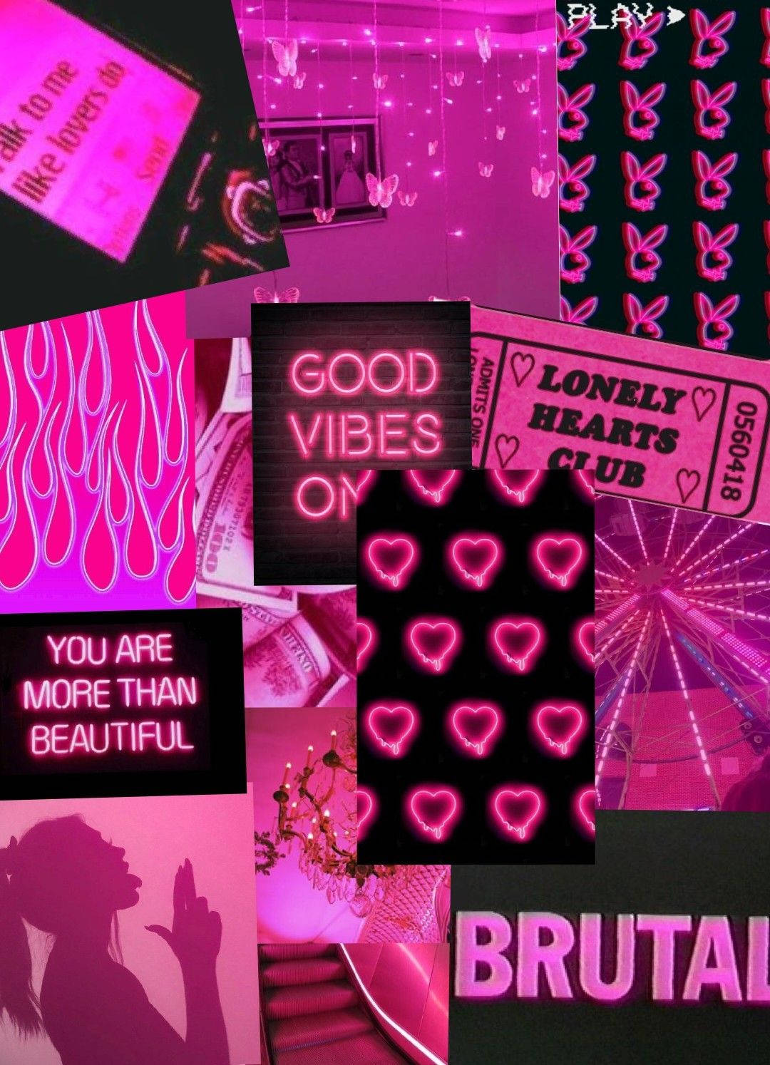 Neon pink og sort collage Wallpapers