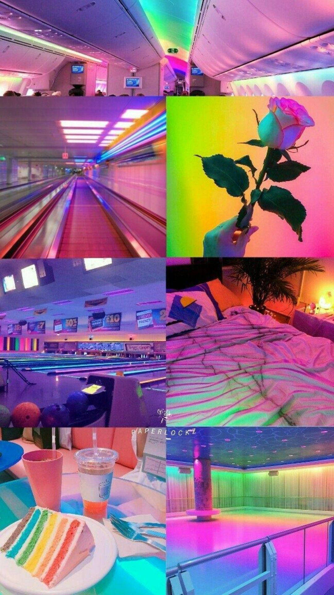 Neon Pink Places Æstetisk Collage Wallpapers