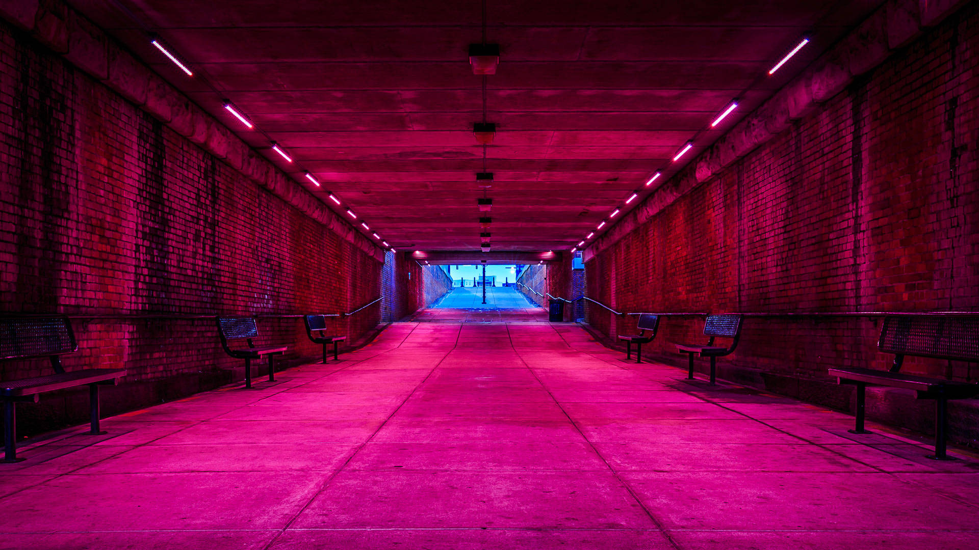 Neon pink underjordisk tunnel Wallpapers