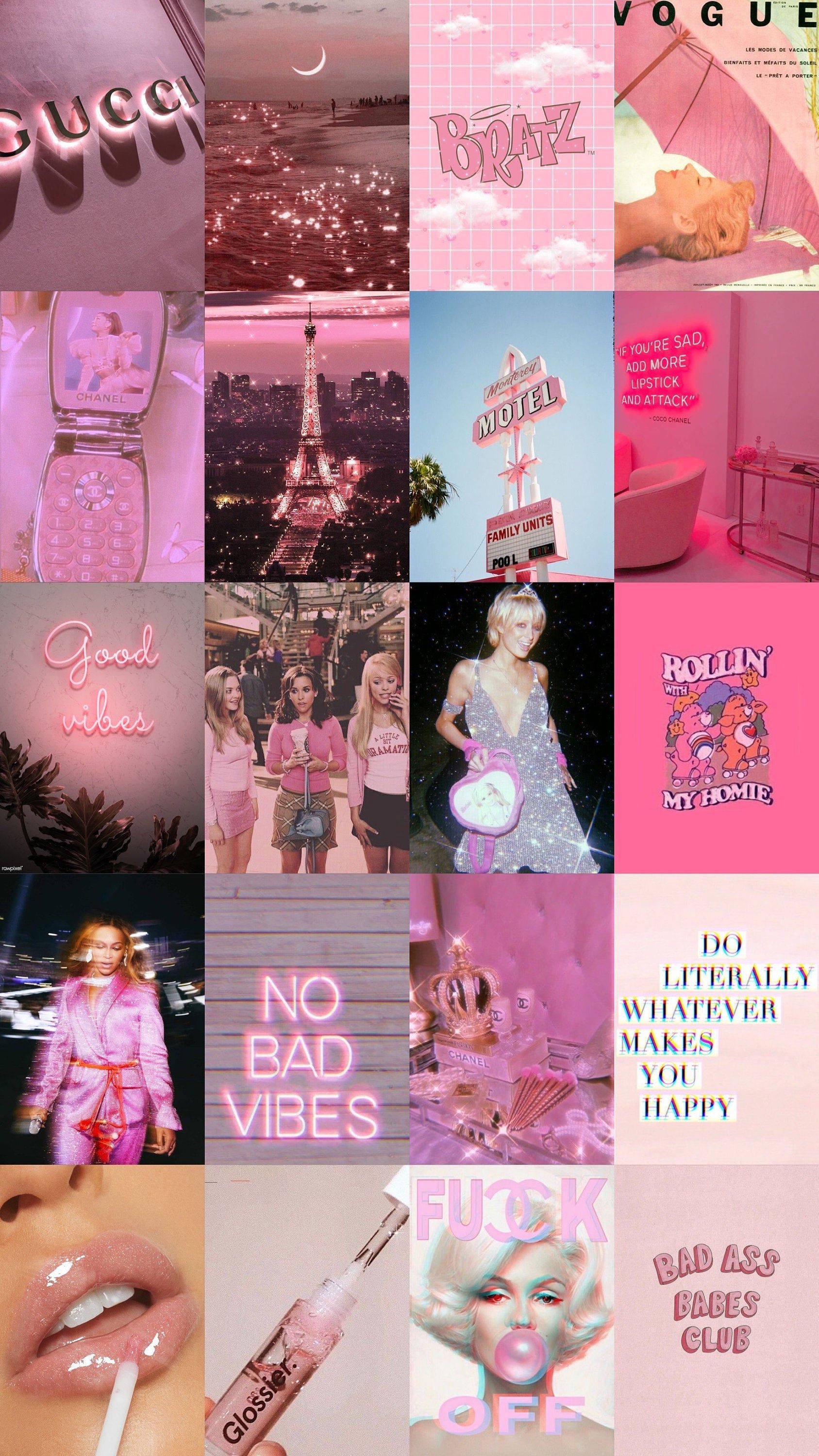 Neon pinkt piget collage Wallpapers