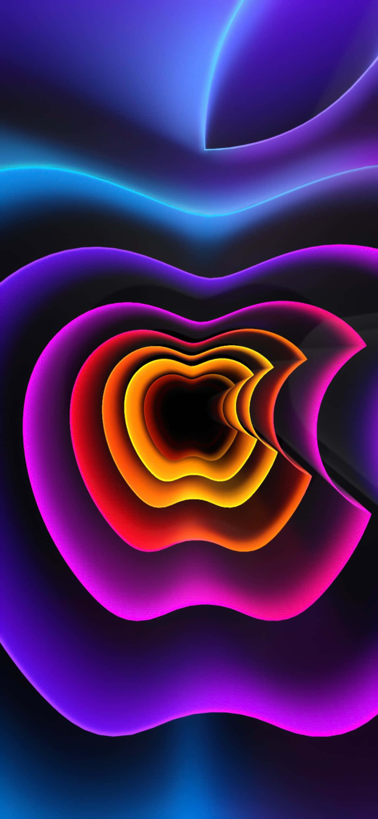 Neon Regnbue Apple Logo HD iPhone Baggrund Wallpapers