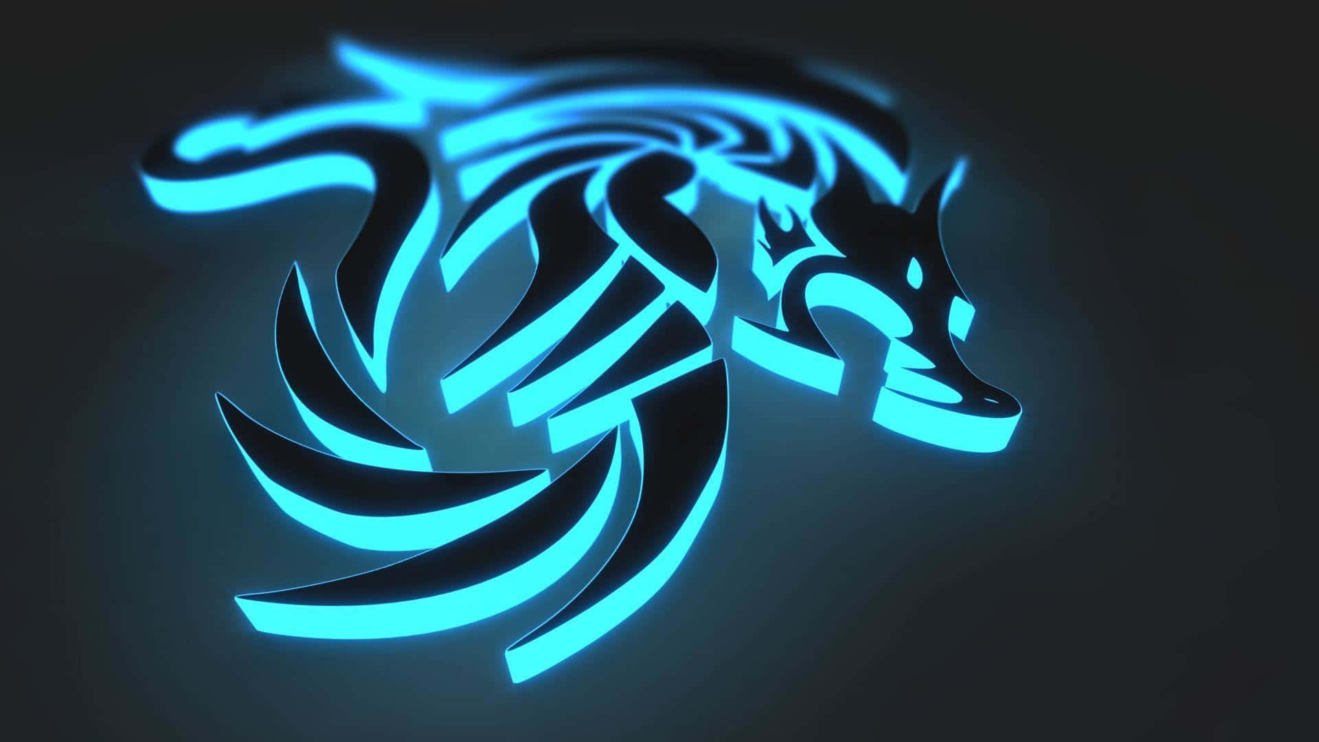 Neonblå drage-logo baggrund Wallpapers