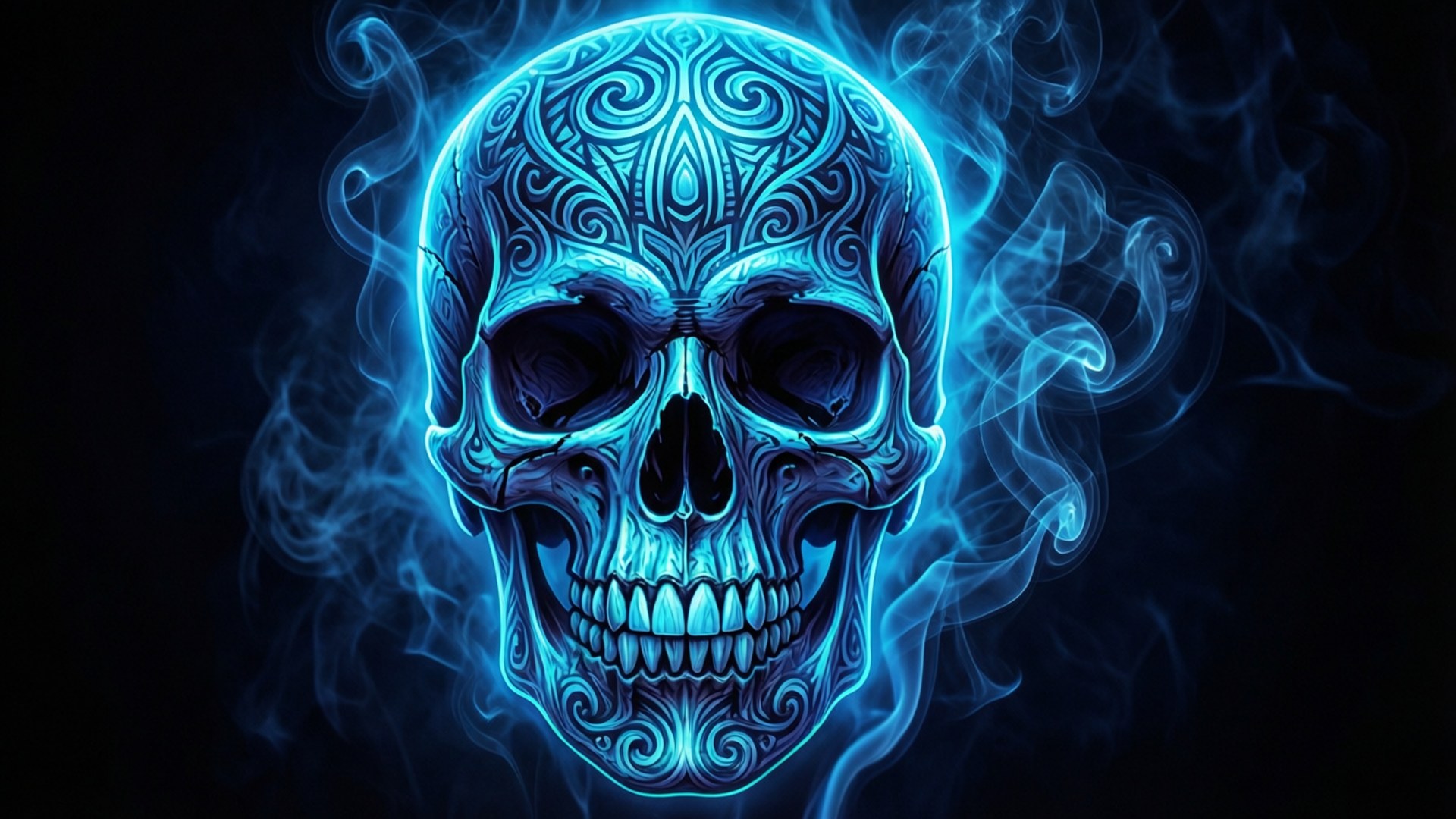 Neonblå Kranium Wallpapers