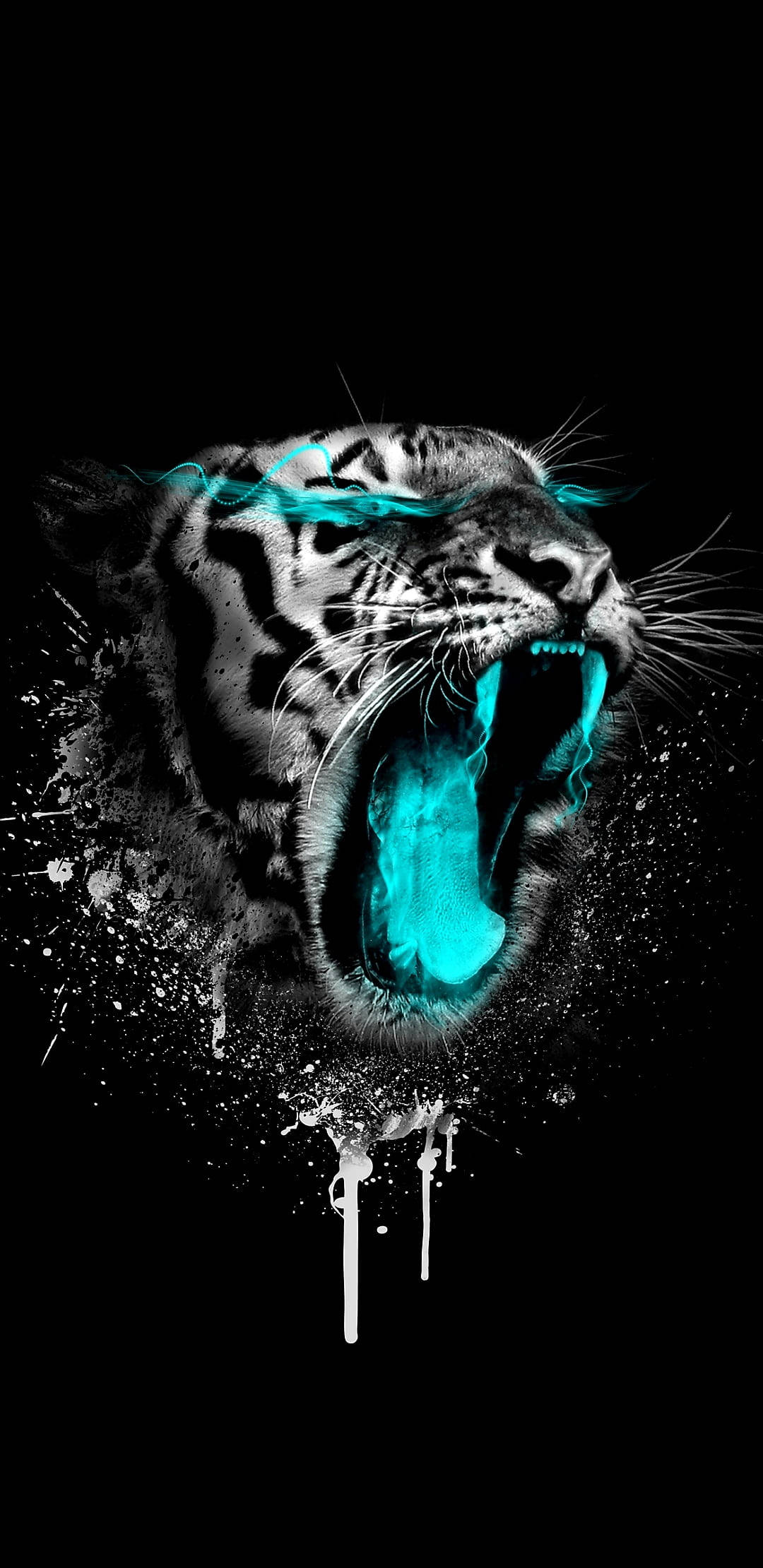 Neonblå vred tiger Wallpapers