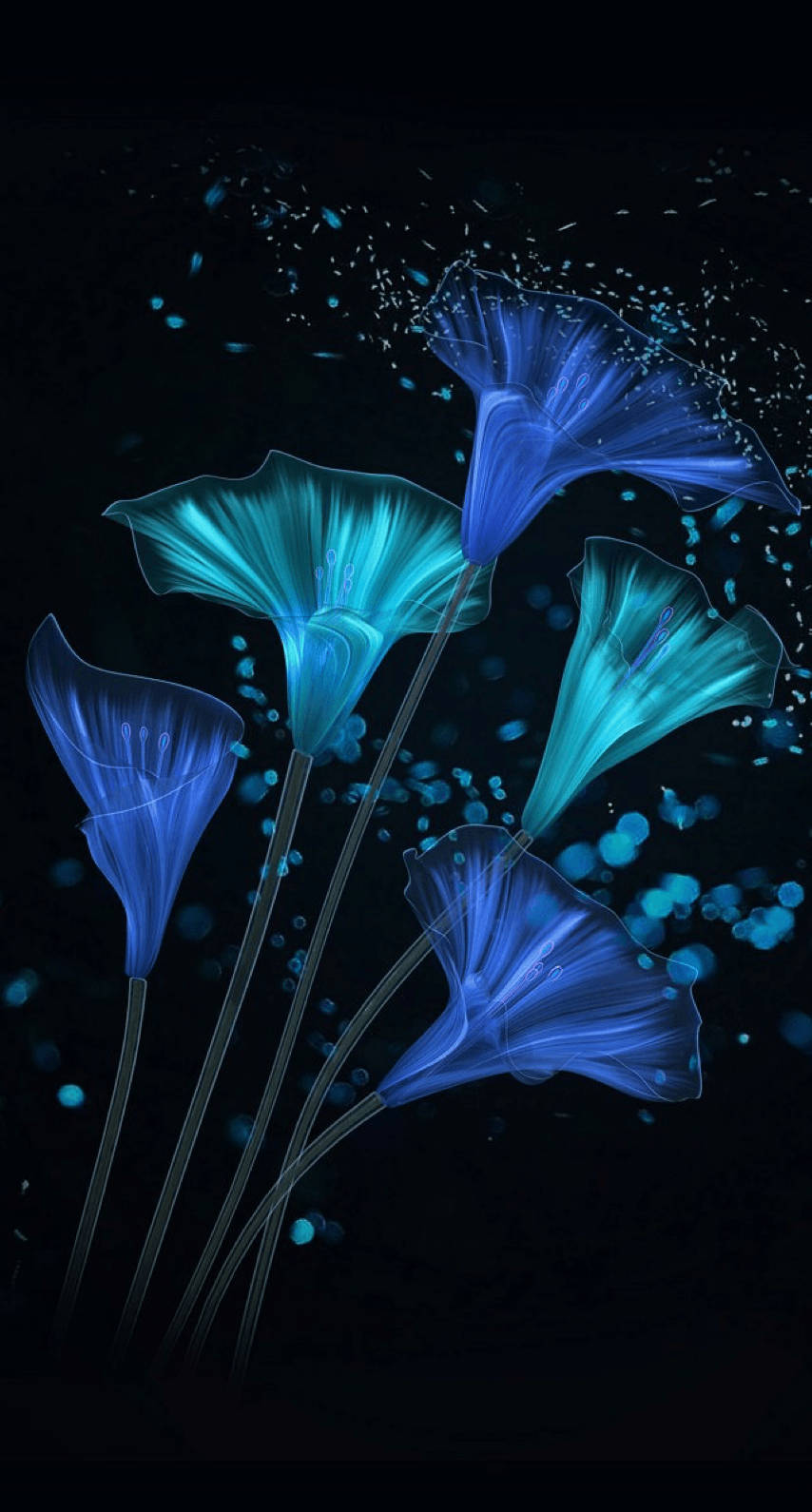 Neonblomst Aestetisk Mørkeblå HD Wallpapers