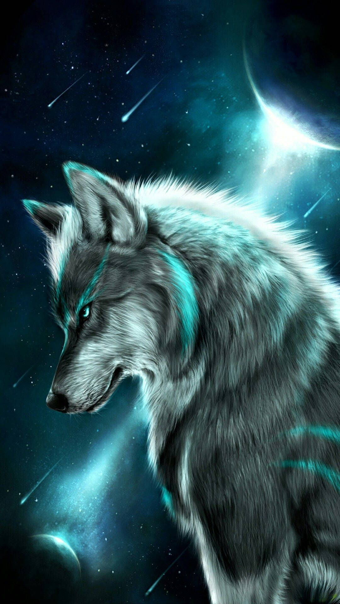 Neongrøn galakseulv Wallpapers