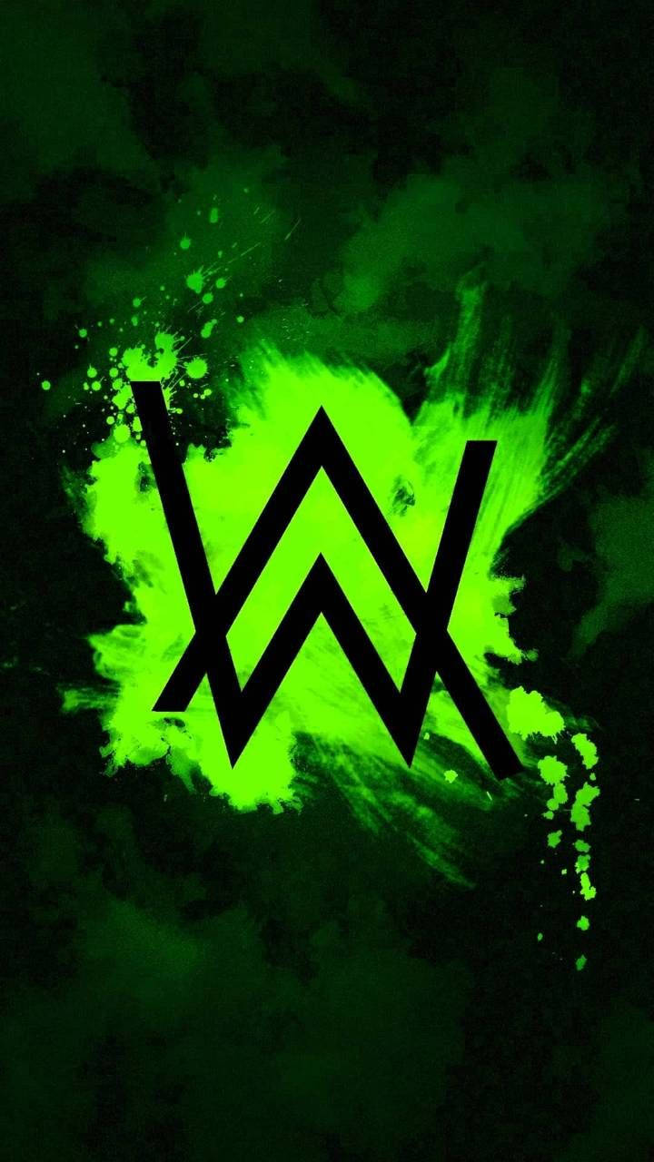Neongrøn og sort Alan Walker-logo Wallpapers