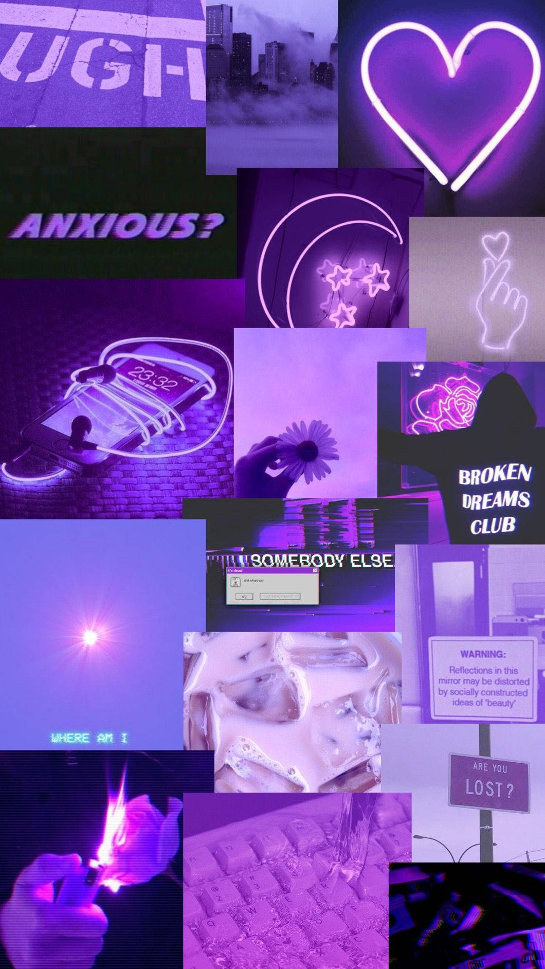 Neonhjerte Pastel Lilla Tumblr Collage Wallpapers