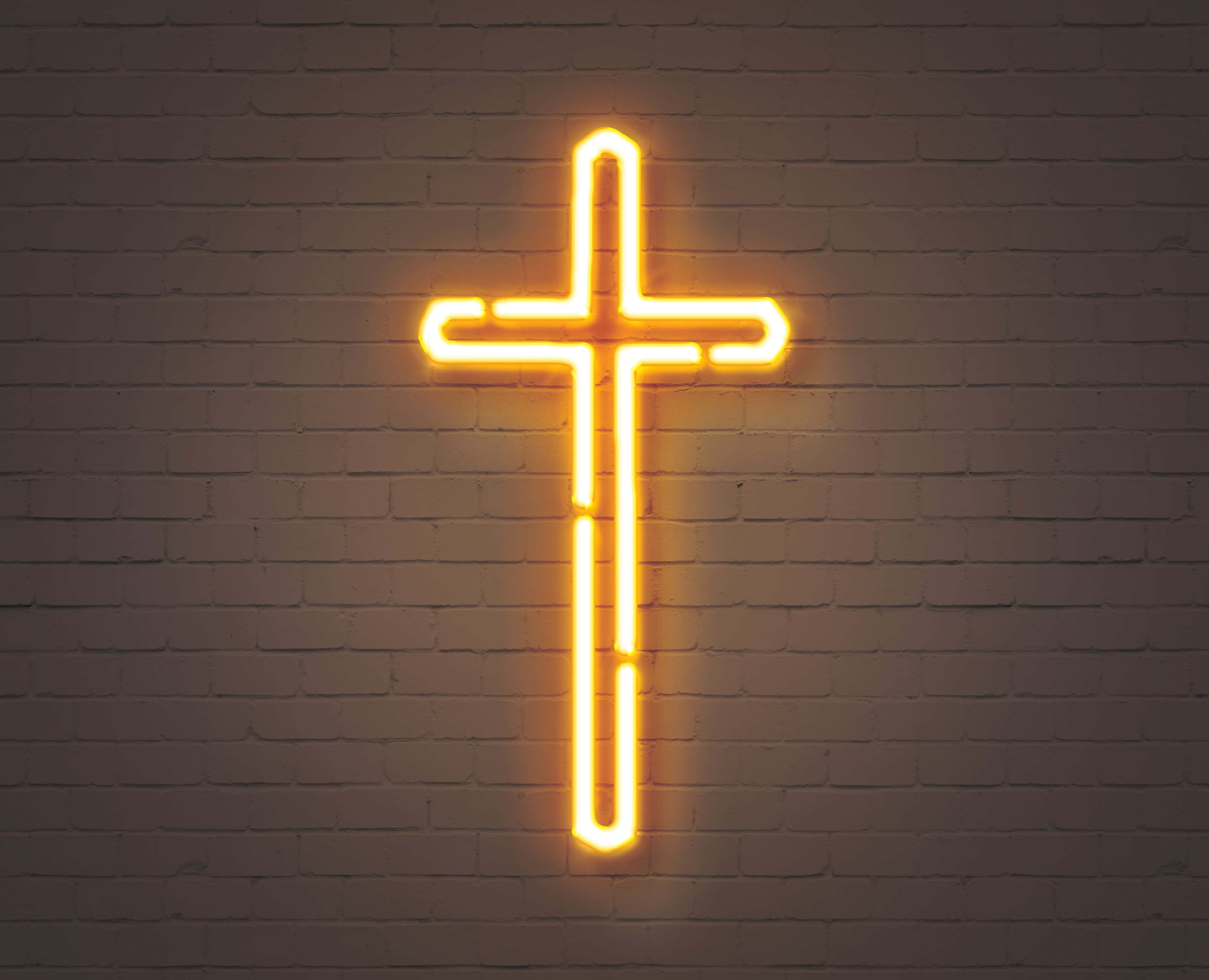 Neonkors på murstensvæg Wallpapers