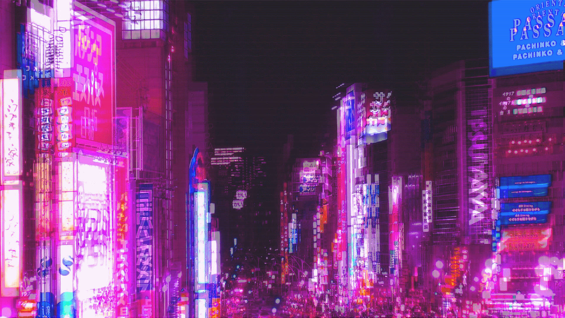 Neonlilla æstetisk bybillede Wallpapers